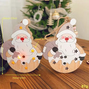 Christmas Nordic Style Decorations | Window Display Santa Claus Snowman Glowing Wooden Hanging Ornament 2 of them - Memoriex 
