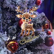 Christmas Reindeer Tree Decoration |  Acrylic Flat Hanging Ornament Home Decor Ready - Memoriex 