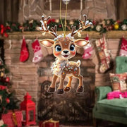 Christmas Reindeer Tree Decoration |  Acrylic Flat Hanging Ornament Home Decor Ready - Memoriex 