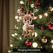 Christmas Reindeer Tree Decoration |  Acrylic Flat Hanging Ornament Home Decor Ready - Memoriex 