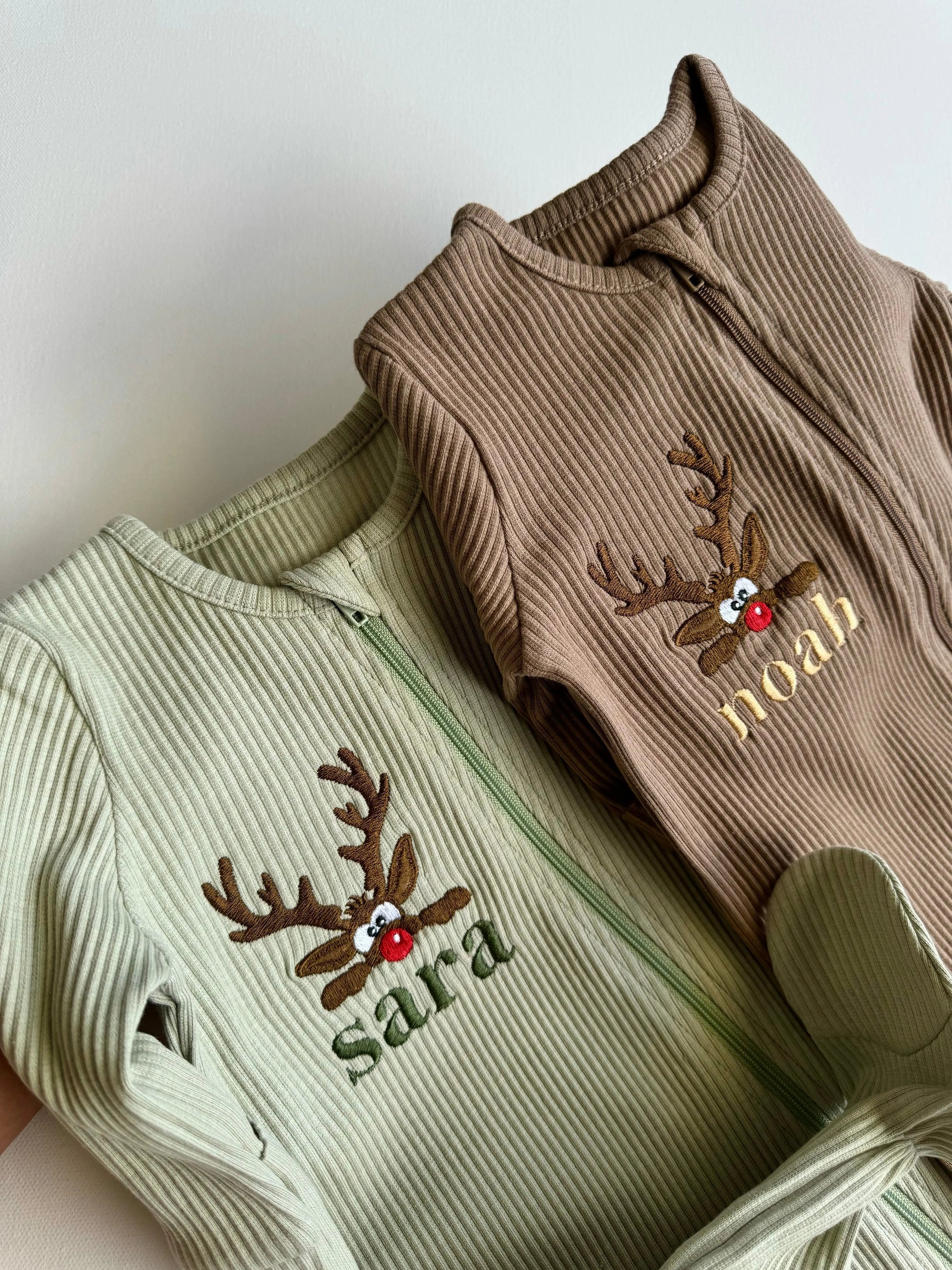 Christmas Reindeer Zip Sleepsuit-3