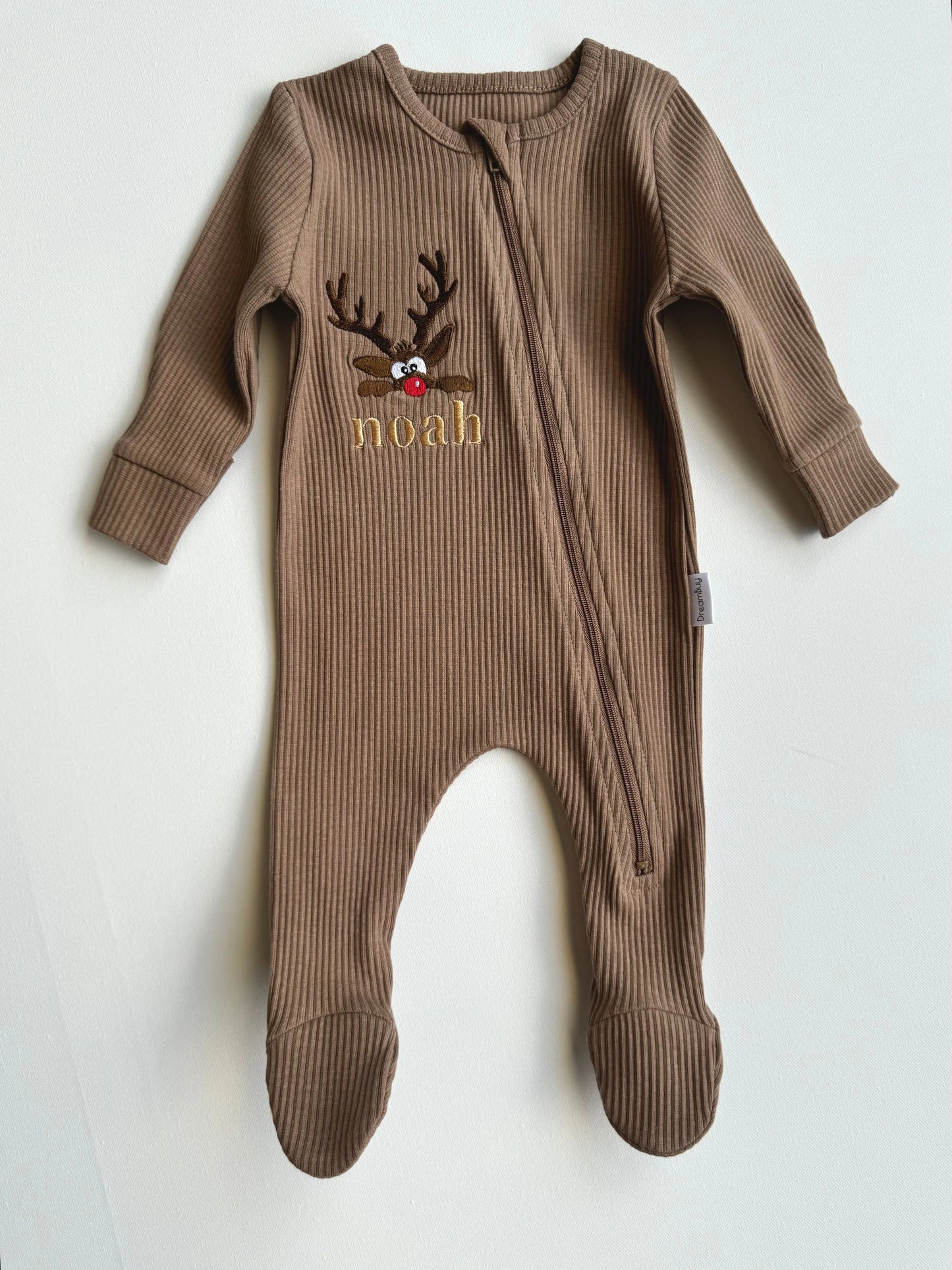 Christmas Reindeer Zip Sleepsuit-4