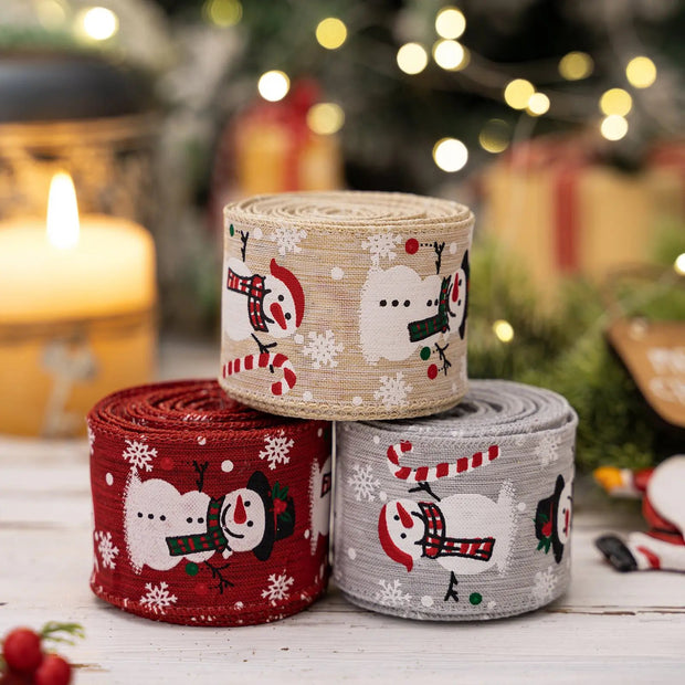 Christmas Snowman Tape |  Ribbon Christmas Tree Decoration | Ribbon Gift Decoration - Memoriex