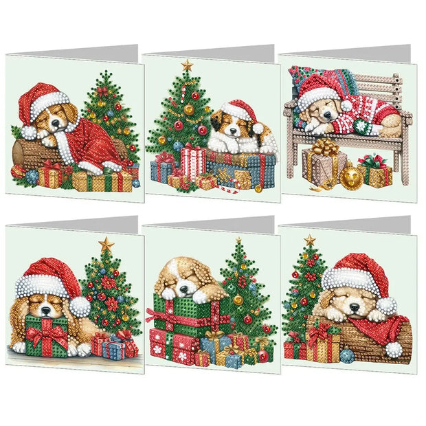 Christmas Style 6 Combination Puppy Style Handmade Greeting Cards - Memoriex 