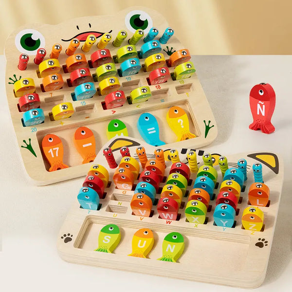 Christmas toys, gifts, magnetic fishing games, children's early education, puzzle, alphanumeric cognitive matching, fun insect catching, wooden toys - Memoriex 