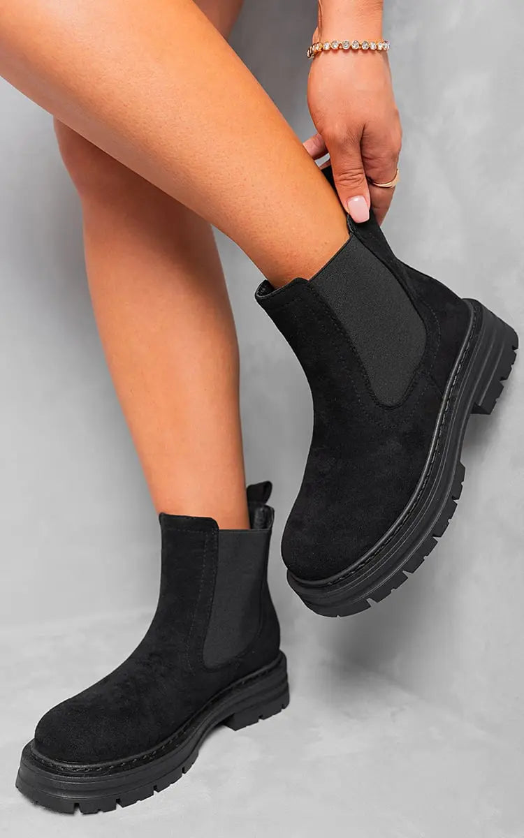 Chunky Chelsea Suede Ankle Boots-5