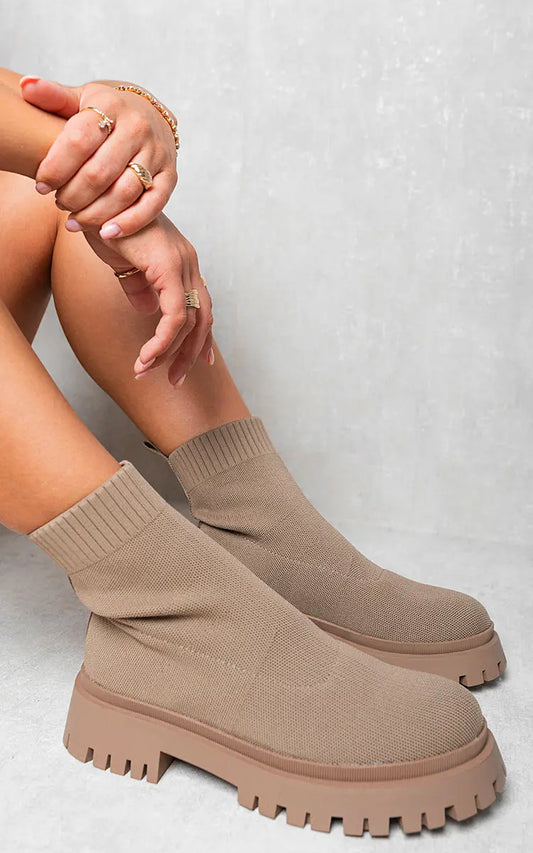 Chunky Sock Fit Ankle Boots - Memoriex 