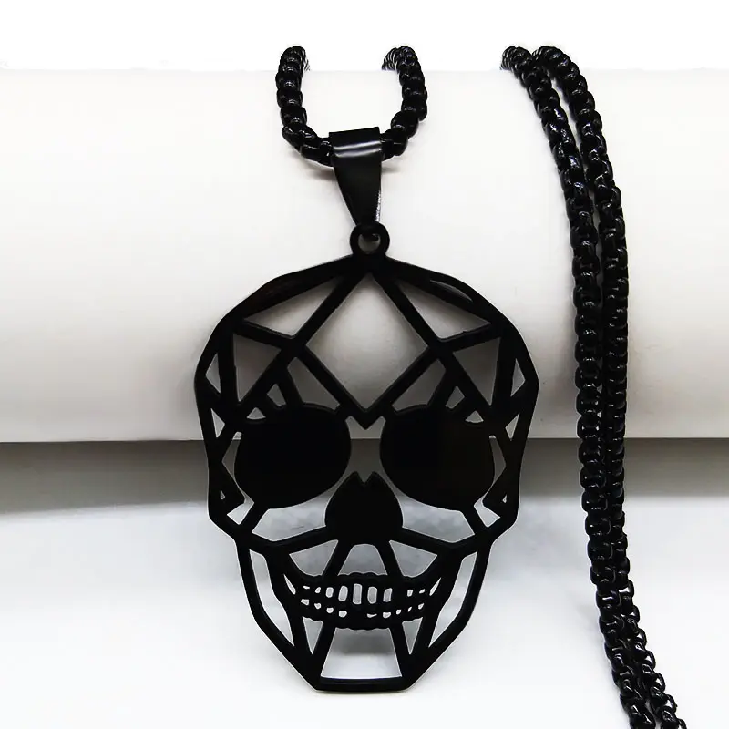 Claigeann Geometric Skull Necklace-0