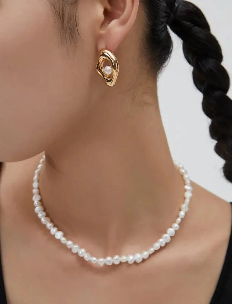 Classic Freshwater Nugget Pearl Necklace-3