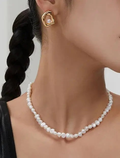 Classic Freshwater Nugget Pearl Necklace-4