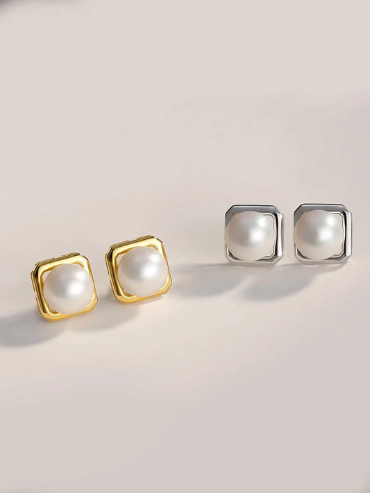 Classic Freshwater Pearl Stud Earrings-0