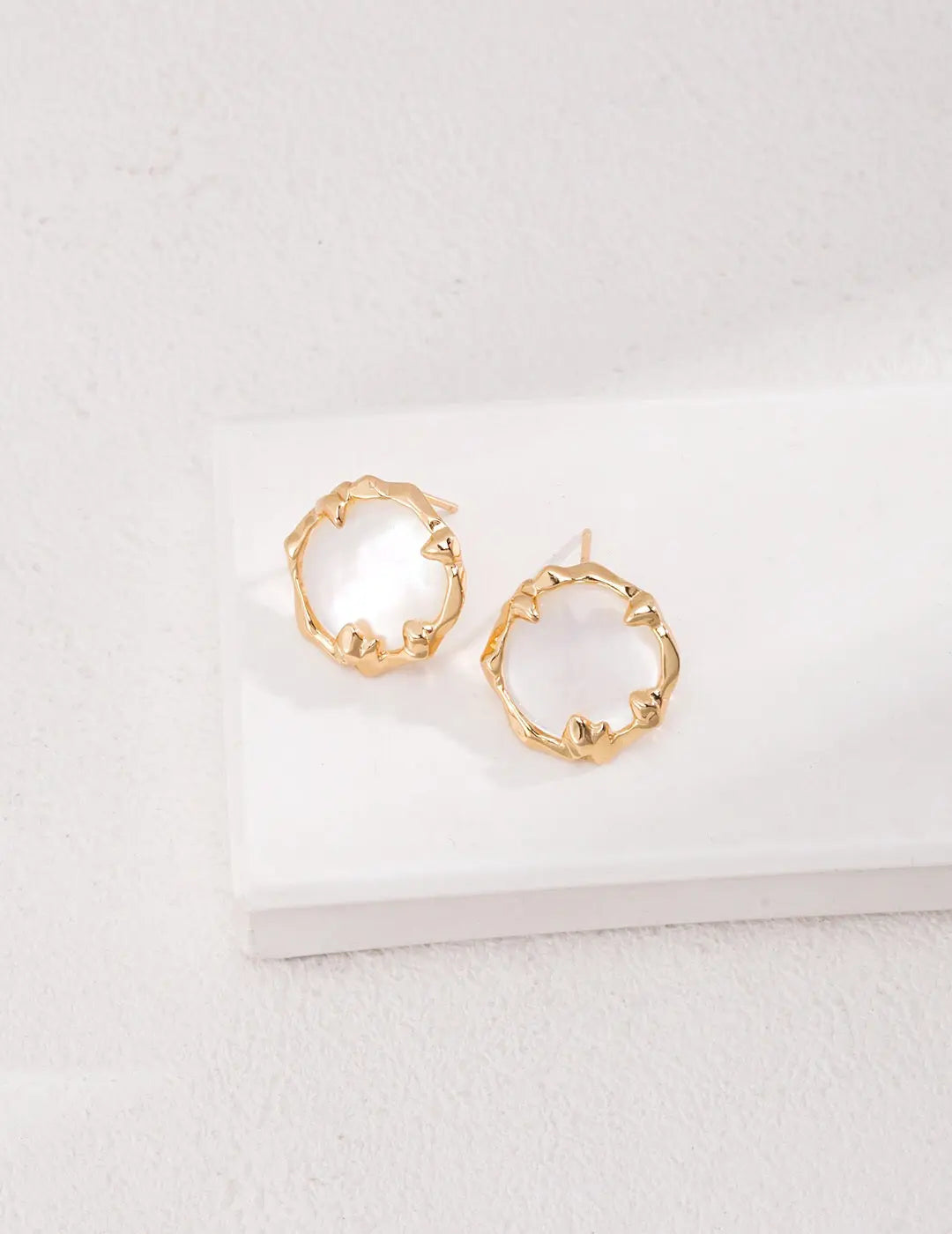 Classic Mother-of-Pearl Stud Earrings-0