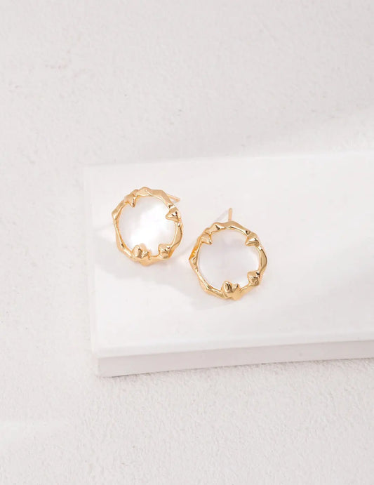 Classic Mother-of-Pearl Stud Earrings-0