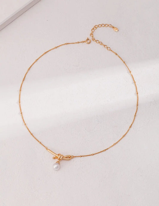 Classic Natural Pearl Twine Necklace-0