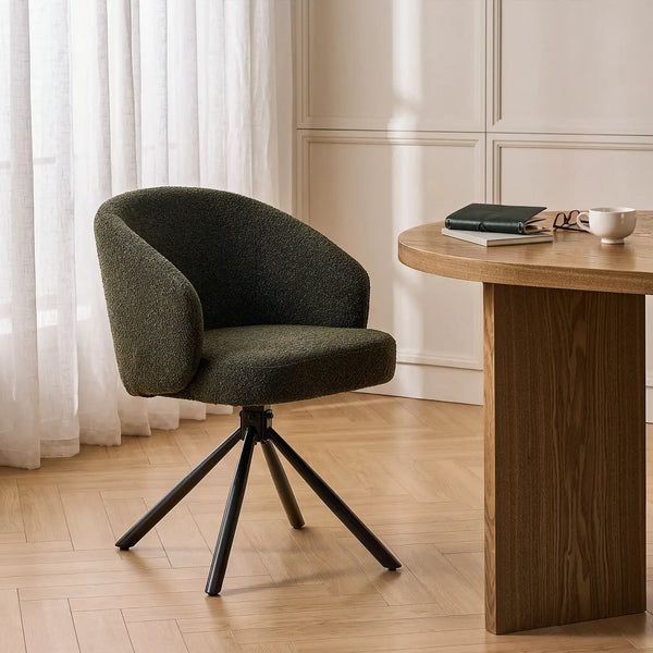 Cleo Green Bouclé Swivel Desk Chair-0
