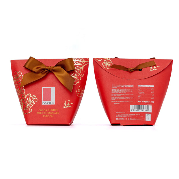 Cocoa Dusted Milk Chocolate Pecans in Bow Box, 130g-1