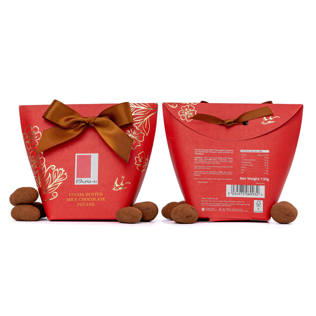 Cocoa Dusted Milk Chocolate Pecans in Bow Box, 130g-2