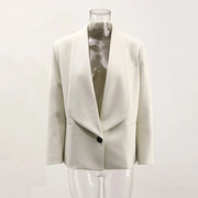 Cold apricot commuter suit jacket women's one button loose and simple temperament suit - Memoriex 