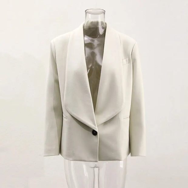 Cold apricot commuter suit jacket women's one button loose and simple temperament suit - Memoriex 