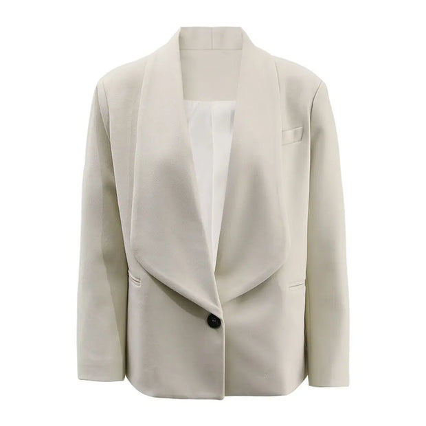 Cold apricot commuter suit jacket women's one button loose and simple temperament suit - Memoriex 