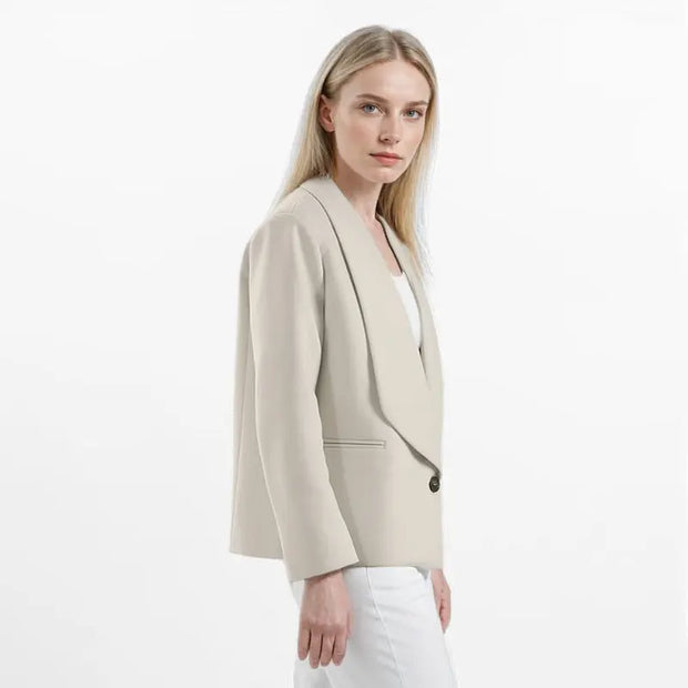 Cold apricot commuter suit jacket women's one button loose and simple temperament suit - Memoriex 