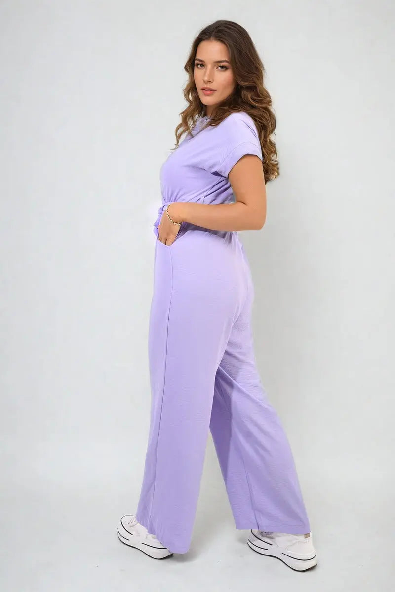 Collar Button-Front Jogger Drawstring Jumpsuit-2