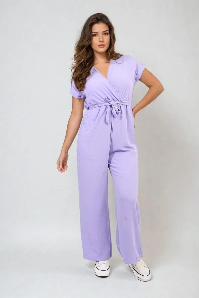 Collar Button-Front Jogger Drawstring Jumpsuit-5