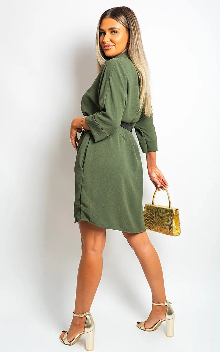 Collared Button Down Mini Dress - Memoriex 