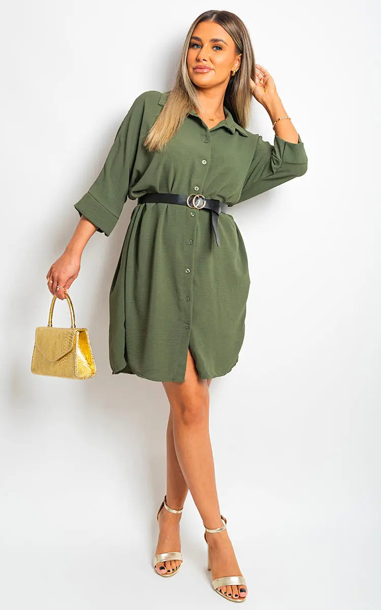 Collared Button Down Mini Dress - Memoriex 