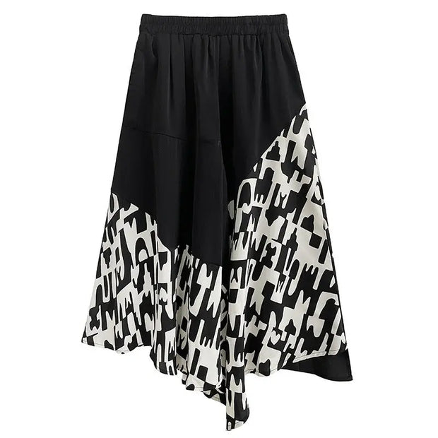 Color blocking splicing wide leg pants for women loose and slimming stylish and casual skirt pants with a hanging feel - Memoriex 
