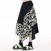 Color blocking splicing wide leg pants for women loose and slimming stylish and casual skirt pants with a hanging feel - Memoriex 