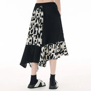 Color blocking splicing wide leg pants for women loose and slimming stylish and casual skirt pants with a hanging feel - Memoriex 