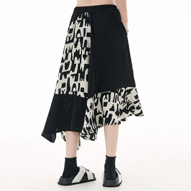 Color blocking splicing wide leg pants for women loose and slimming stylish and casual skirt pants with a hanging feel - Memoriex 