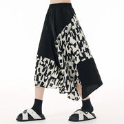 Color blocking splicing wide leg pants for women loose and slimming stylish and casual skirt pants with a hanging feel - Memoriex 