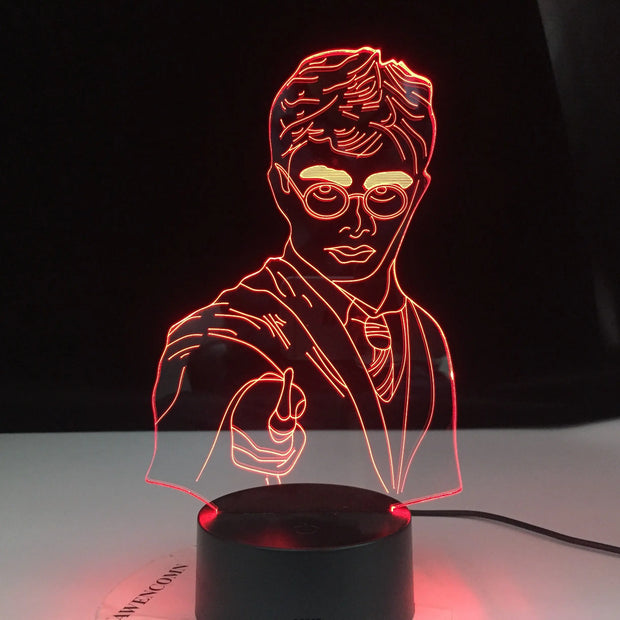 Colorful 3D Night Light Harry Potter Led Touch Remote Control Bedside Table Lamp - Memoriex 