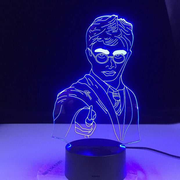 Colorful 3D Night Light Harry Potter Led Touch Remote Control Bedside Table Lamp - Memoriex 