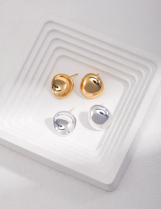 Concave And Convex Style Asymmetrical Stud Earrings - Memoriex