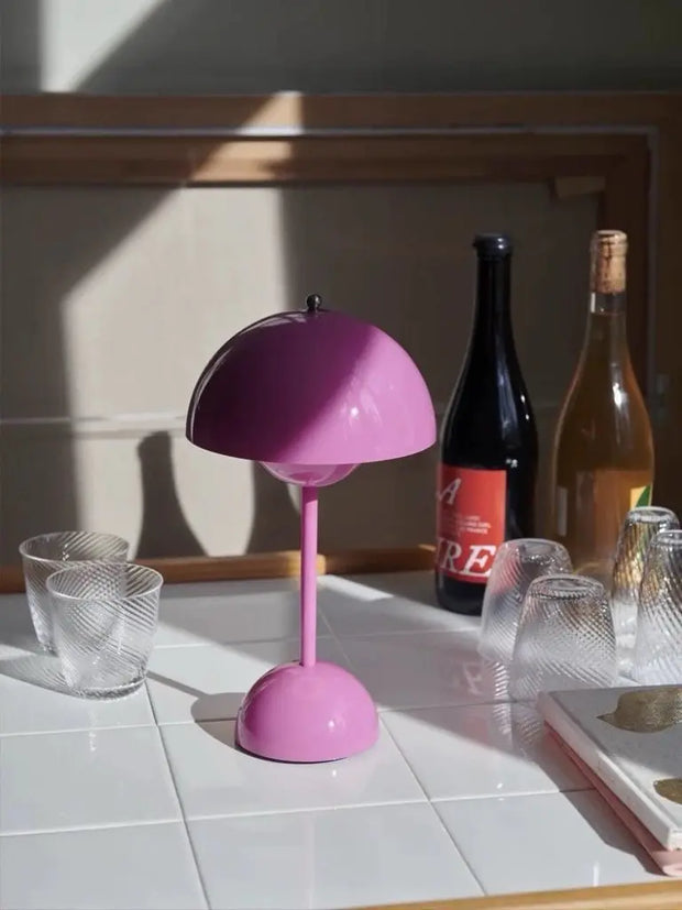 Contemporary Cordless Portable Cute Mushroom Table Lamp, Flowerpot VP9 - Memoriex 