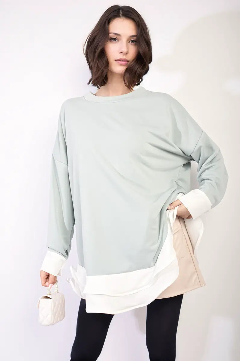 Contrast Ruffled Hem Top-5