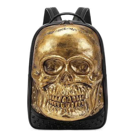 Cool Unisexs 3D Skull Backpack , Smiling Skull Backpack , Studded Large Volumn Laptop Backpack-0