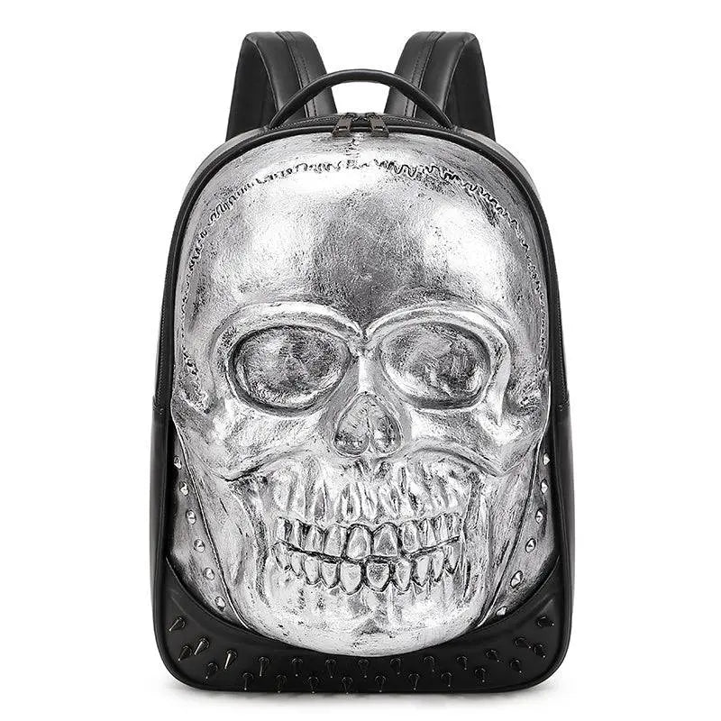 Cool Unisexs 3D Skull Backpack , Smiling Skull Backpack , Studded Large Volumn Laptop Backpack-3