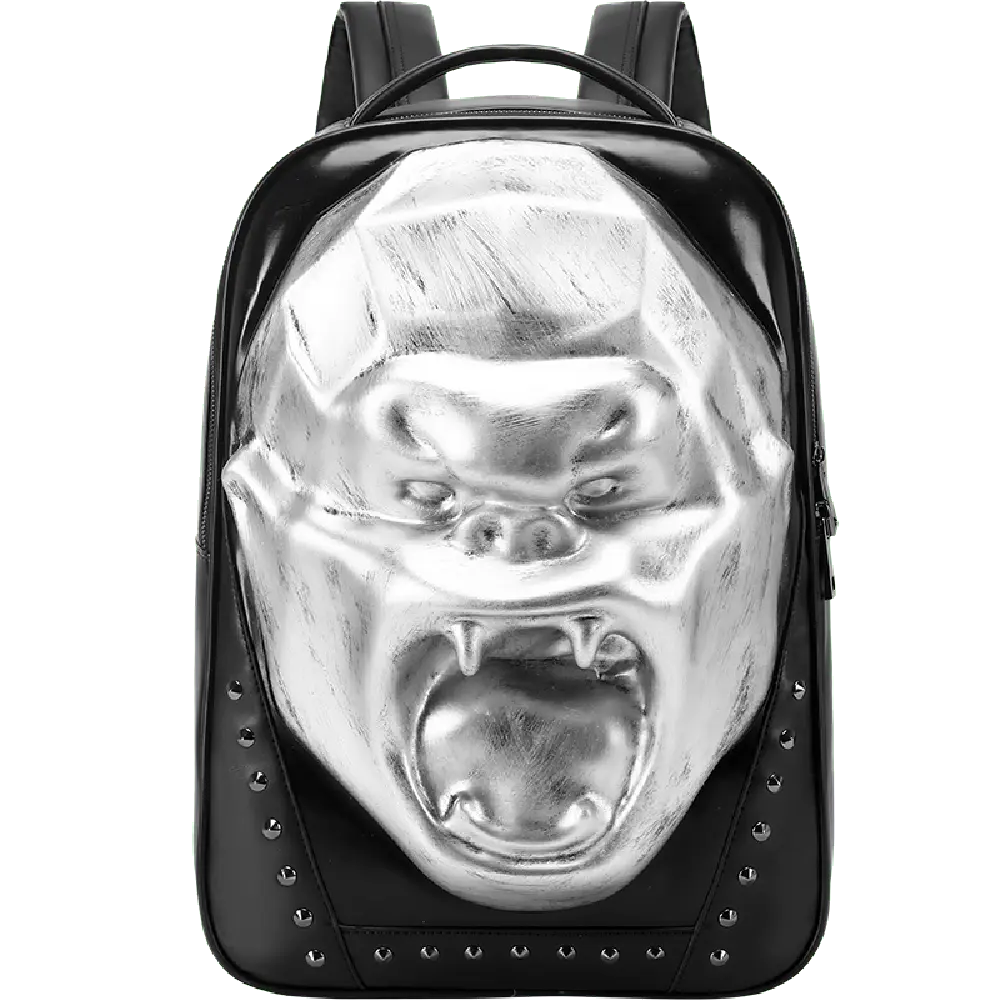 Cool Unisexs 3D Skull Backpack ,Angry King Kong Backpack , Studded Large Volumn Laptop Backpack-2