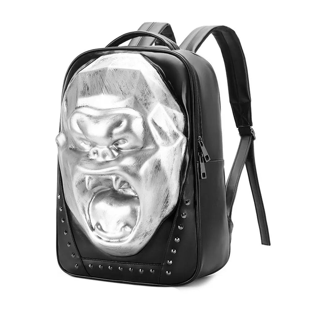 Cool Unisexs 3D Skull Backpack ,Angry King Kong Backpack , Studded Large Volumn Laptop Backpack-4