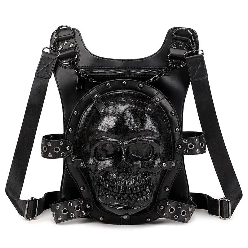 Cool Unisexs 3D Skull Backpack ,Leisure Backpack , Chain Handle Bag-0