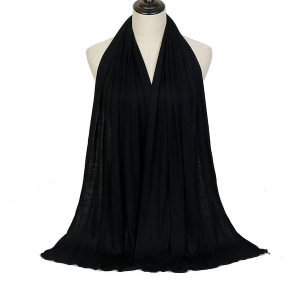 Cotton Women's Knitted Long Muslim Shawl Plain Soft Women's Islamic Headscarf - Memoriex 