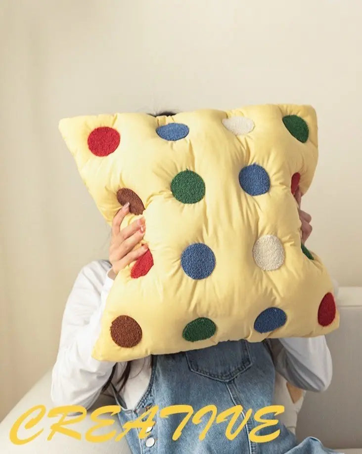 Cozy Puffy Decorative Cookies Throw Pillow - Cute Designer Couch Pillow-1