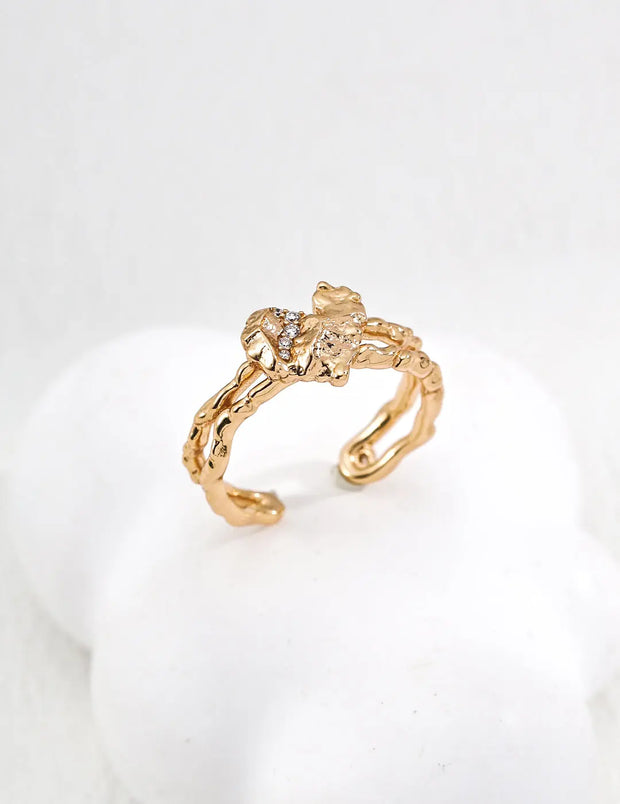 Cracked Heart Zircon Ring-0