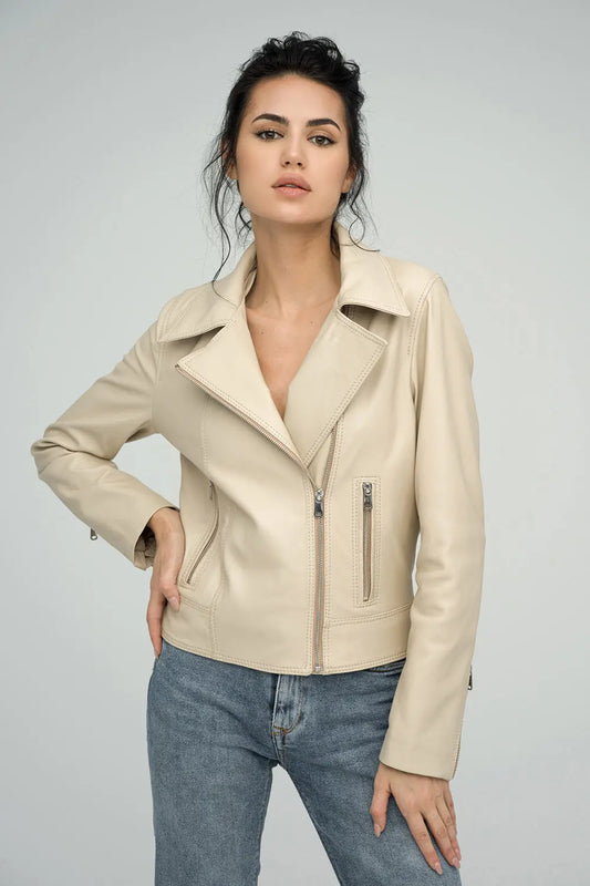 Cream Genuine Sheepskin Jacket-0