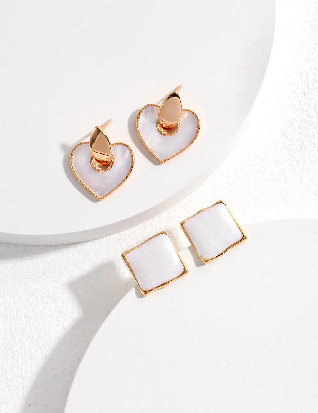 Cream Glazed Square Earrings-2