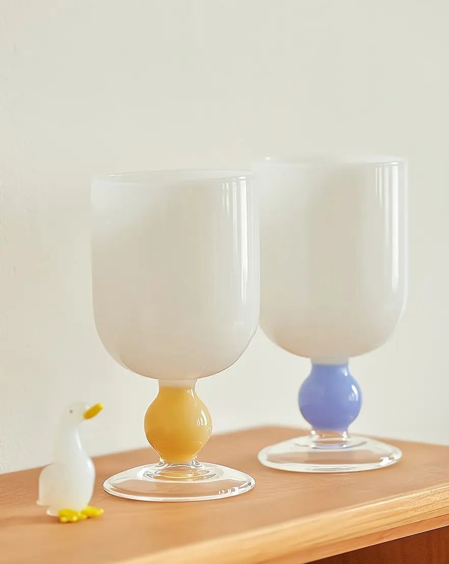 Creamy Jawbreaker Candy Wine Glasses Set of 2 ( $19.9 Each ) - Whimsical Eclectic Coloured Goblets-1